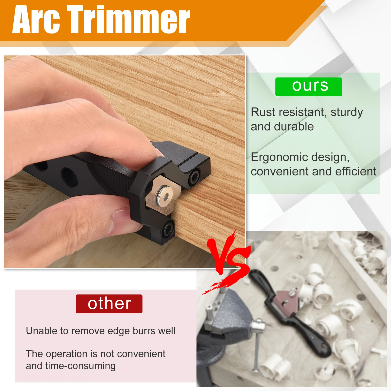 Woodworking Blade Edge Corner Planer Manual Planer Wood Chamfering Fillet Scraper Board Deburring Tool Edge Banding Arc Trimmer woodworking hand tools wood trimming tool