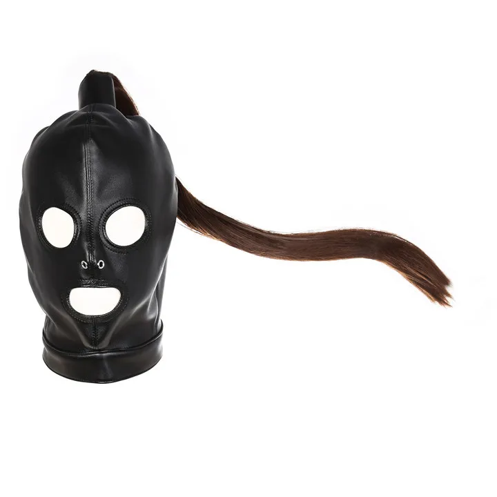 Sexy Headdress Cosplay Sexy Mask Hood with Top Wig Braid Unisex Headwear Handmade Halloween Women Cosplay Custumes