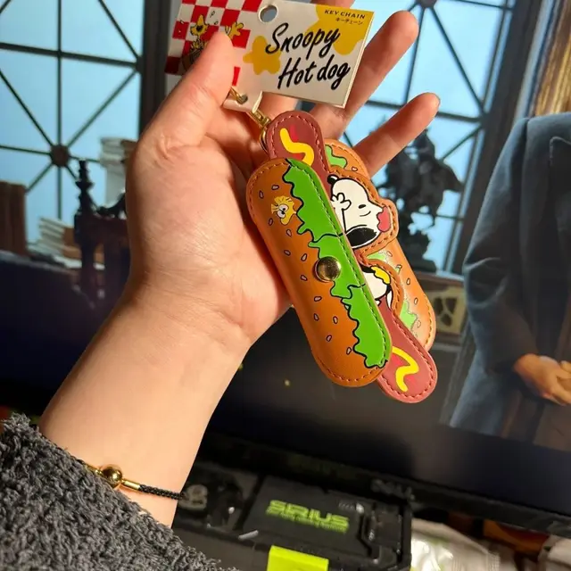 Snoopy Hot Dog Car Keychain Universal Multifunctional Pu Leather