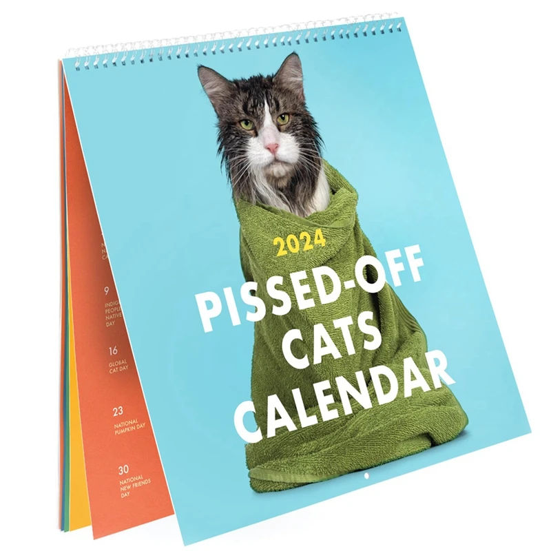 

1 PCS 2024 Pissed Off Cats Calendar Creative Calendar Cat Hanging Calendar, 12 Months Cat