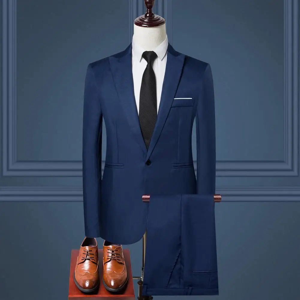 Men 3d Silhouette Suit Slim Fit Suit Men's Business Set Lapel Single Breasted Coat Slim Fit Pants Solid Professional