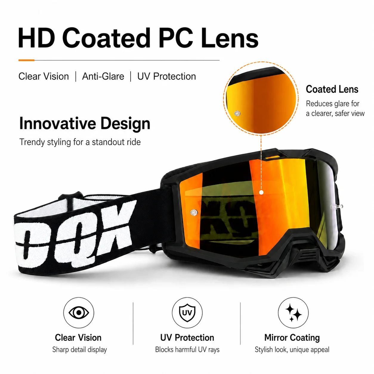 High-Definition Motocross Goggles - Windproof, Dustproof & UV Protective
