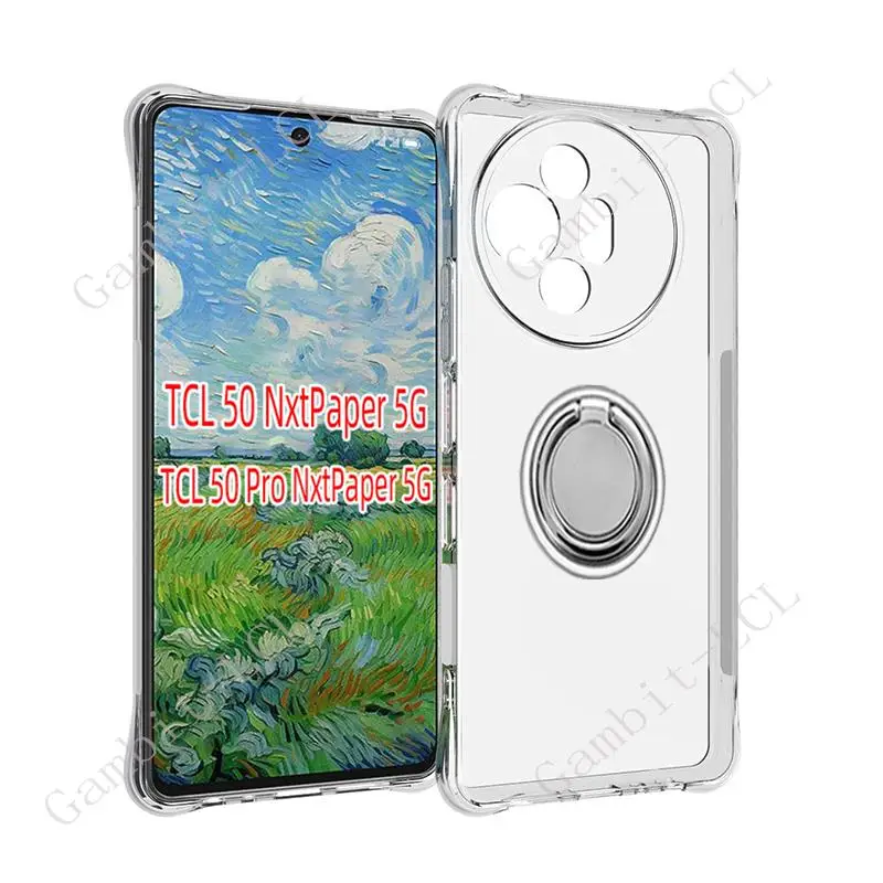 Per TCL 50 PRO NXTPAPER 5G 6.8 T803E, T803D Anello posteriore Staffa di supporto Copertura del telefono TPU Custodia morbida in silicone su TCL 50 NXTPAPER 5G  202192403