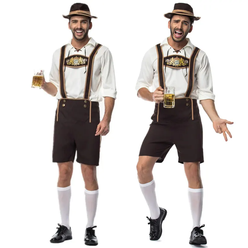 

Костюм для взрослых мужчин на Октоберфест Lederhosen немецкий баварский Октоберфест фестиваль пивной человек Косплей Хэллоуин Вечеринка