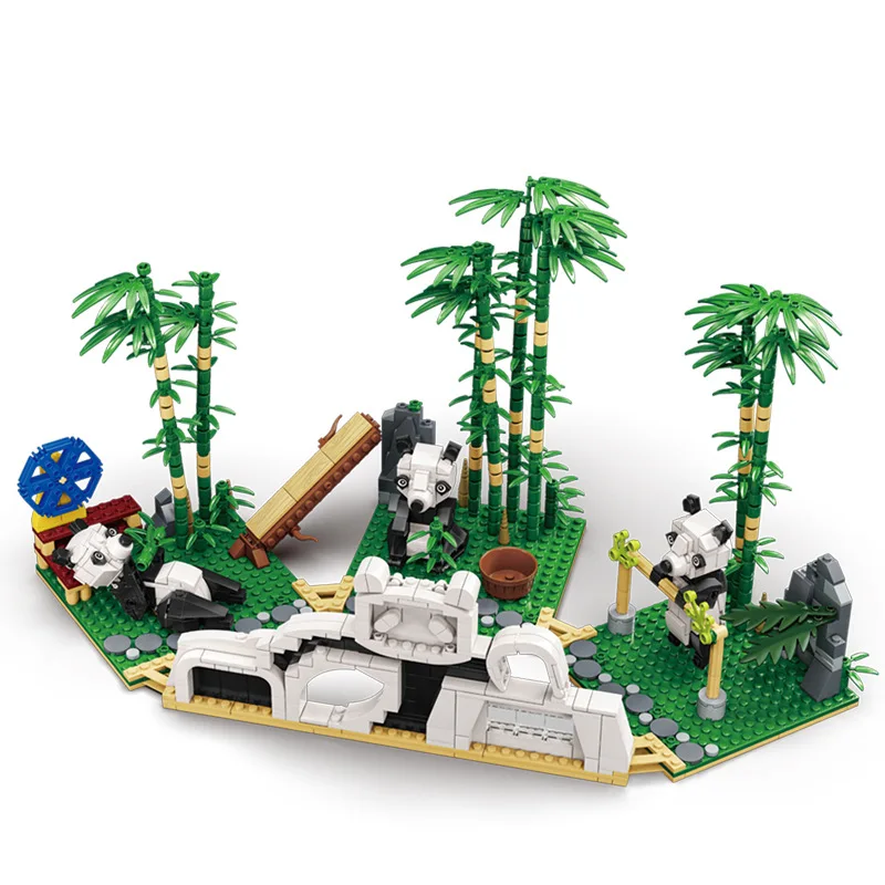 

3-in-1 Creative and Interesting Panda Paradise Home Decoration Ornaments Building Blocks Bricks Toys Gifts