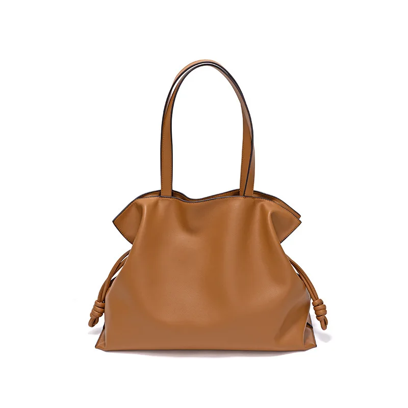 Luxury Brand Single Shoulder Bag Tote Cowhide Drawstring Large Capacity Handbags for Women Crossbody High-quality Messenger