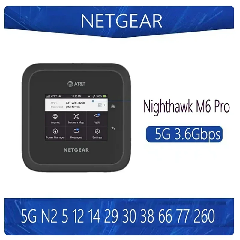 

Used Netgear Nighthawk MR6500 M6 Pro Unlocked WiFi Router Global 5G Band mmWave Sub6 WiFi6e 3.6Gbps 2.5G Ethernet Port SDX65