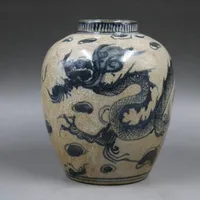 Opening Blue and White Dragon Pattern Porcelain Chinaware Ceramics Pot Jar Jug Vase 1