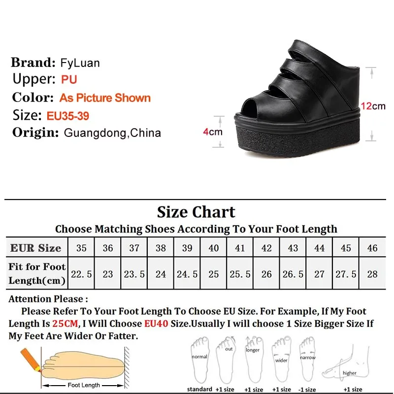  Summer New Hollow Out Slippers Thick Soled Women Sandals Black Super High Heels Peep-toe Slippers Casual Wedge Heel Shoes, view 4