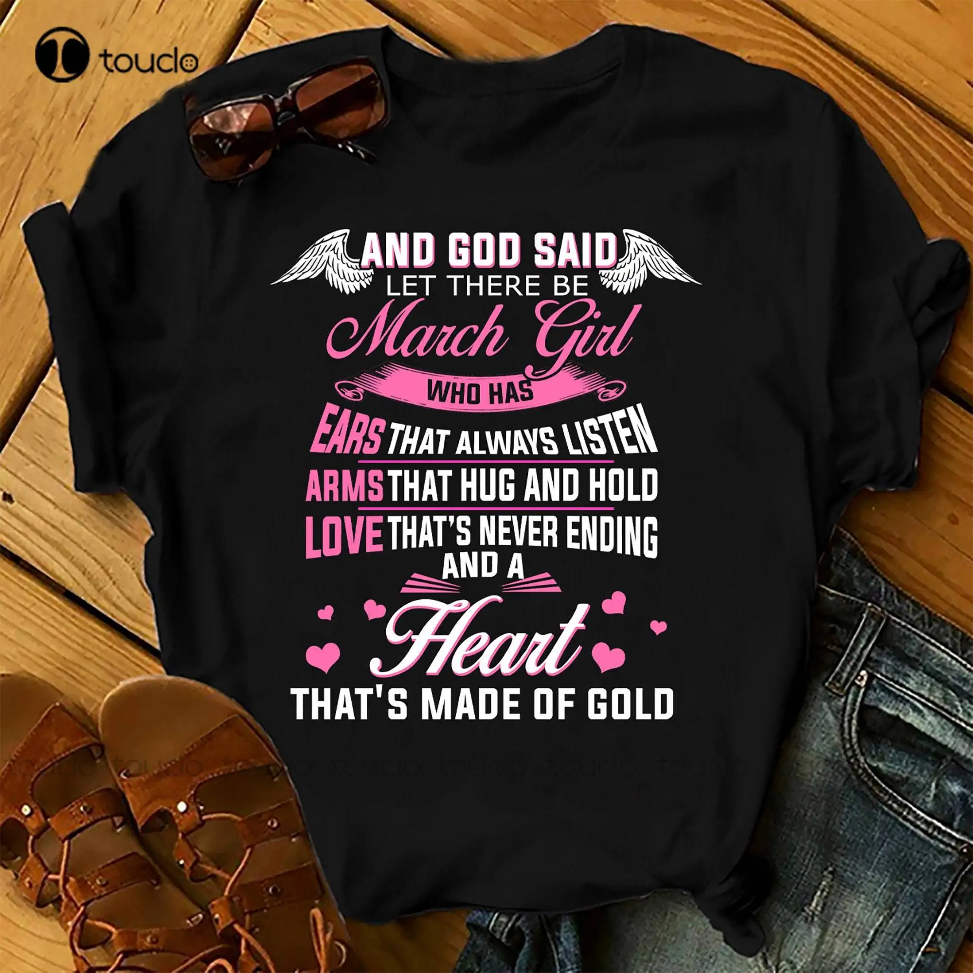 

Футболка March Girl Who Has Ears Arms Love, женские футболки на день рождения, летние топы, пляжные футболки, мужская футболка, индивидуальный подарок