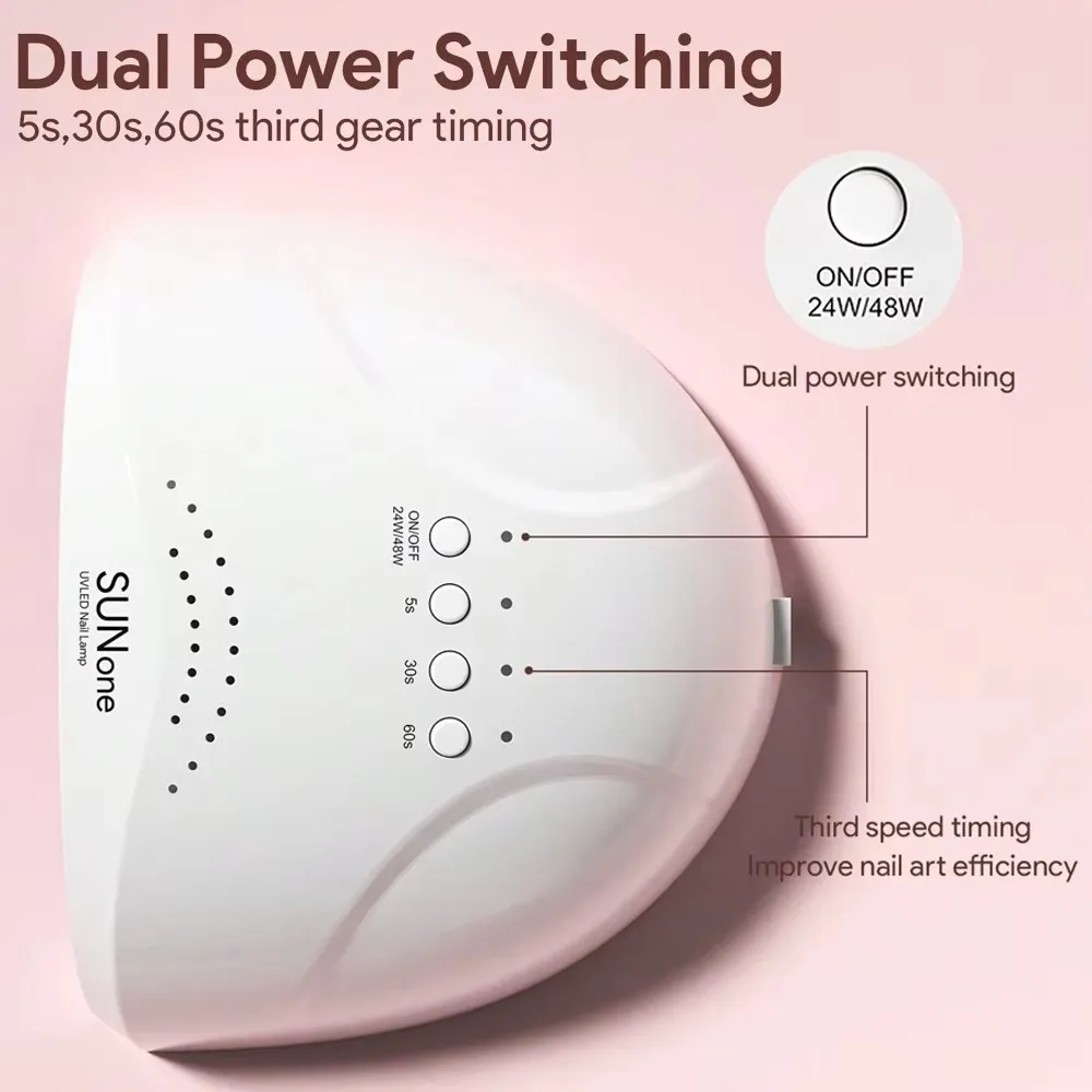 Nail Lamp 48W UV LED Nail Lamp Professional Gel Polish Drying Lamp with 3 Timer Settings 30 Beads Detachable Tray for Home Manicure Salon