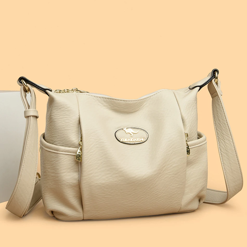 

2024 New Style High Quality Soft Leather Women Shoulder Bags Designer Brand Multiple Pockets Crossbody Bags Purses and Handbags