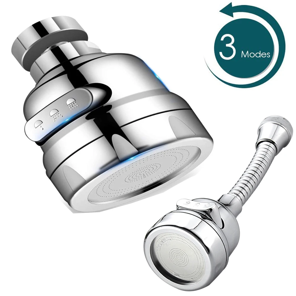 

3 Modes Faucet Aerator Moveable Flexible Tap Head Shower Diffuser Rotatable Nozzle Adjustable Booster Faucet Kitchen Accessories