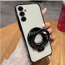 Glitter Magnetic Ring Stand Plating Phone Case for Huawei Nova 7 SE (Black)