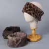 Plush Leopard Print Brimless Hat Women Headband Winter Warm Stretchy Ear Warmer Retro Y2K Fashion Hair Accessories Street Style
