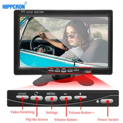 Hippcron-Écran de moniteur de voiture avec caméra de recul, système de stationnement LCD TFT, affichage numérique HD, entrée vidéo bidirectionnelle, 7 pouces, 9V-36V