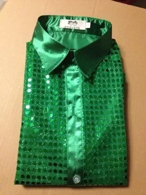 Children's Show Shirt Sparkling Sequins Stage Costumes Dancing Chorus Shirt Men Show