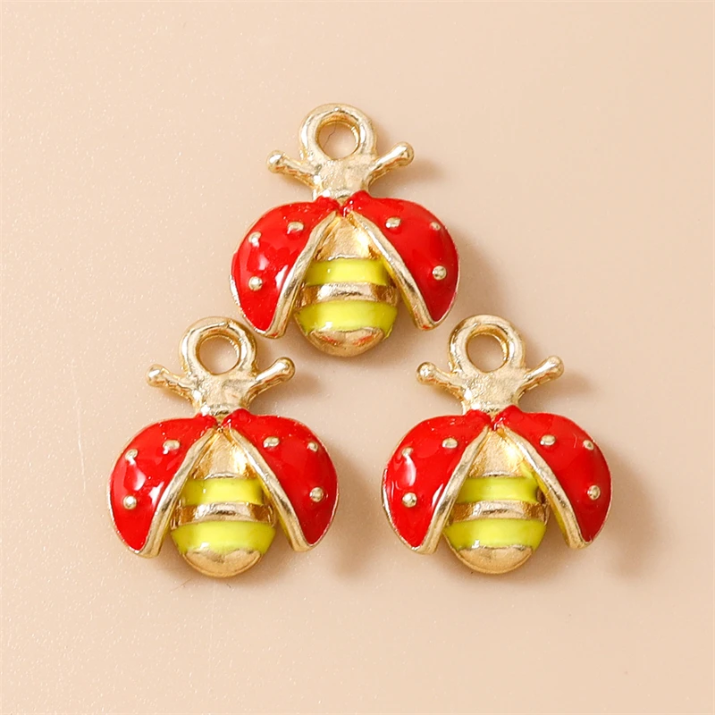 20 Stück 11x13mm Niedliche Mini-Emaille-Insekten-Marienkäfer-Anhänger für Schmuckherstellung Ohrringe Halsketten Armbänder DIY Bastelbedarf – Detail 4