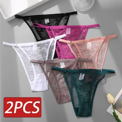 2PCS/Set Sexy Mesh Lace Panties Women Low-waist Women Briefs Female Underpants Panty Breathable Women Lingerie Intimates S-XL