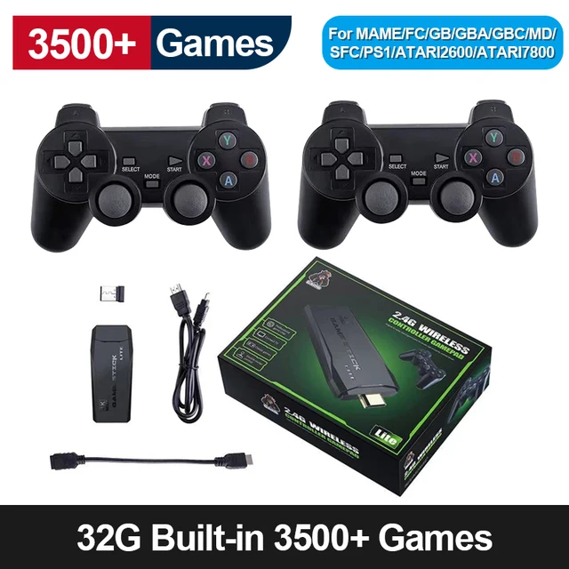 Wireless Console Game Stick 4K Ultra Video Game Console Dual GamePad for PS1/GBA Retro TV Game Console 32GB/64GB 10000 Games 