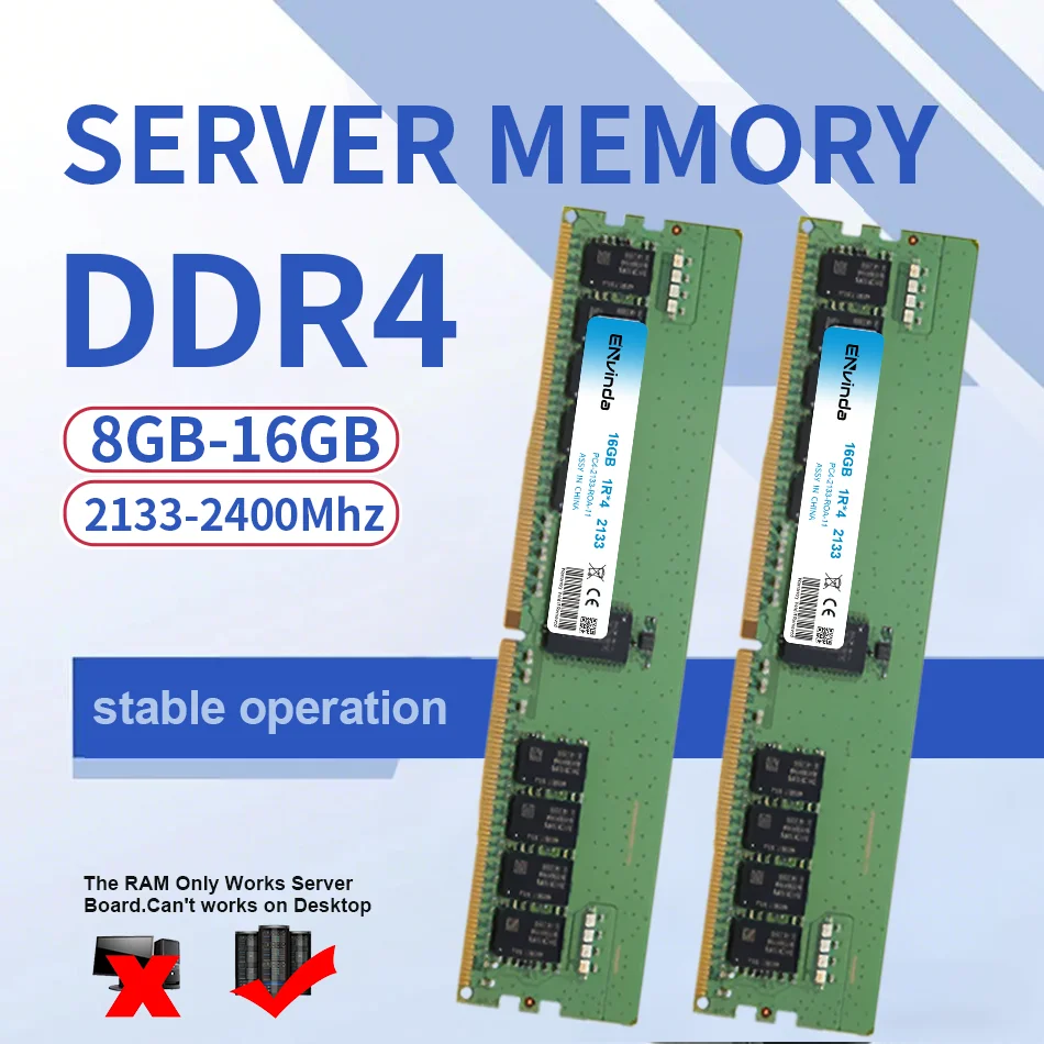 ENvinda Serverspeicher DDR4 Ram 16 GB 8 GB 32 GB PC4 2133 MHz REG ECC Unterstützung X99 Server-Motherboard Keine Unterstützung Desktop-Motherboard