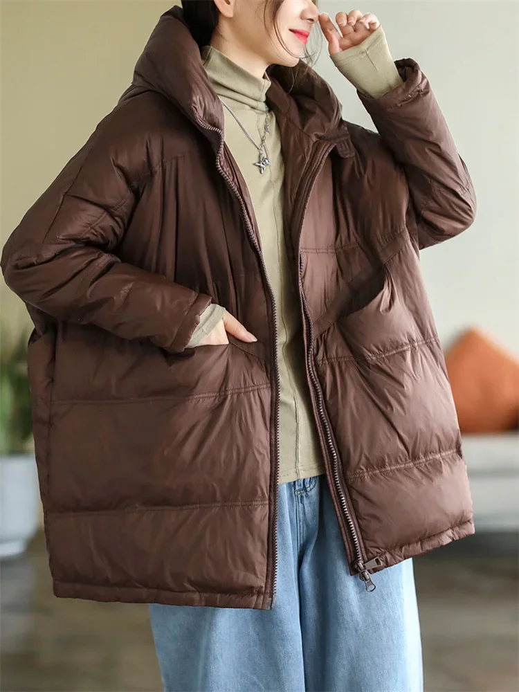 

Down Coat Women Short Loose High Quality White Duck Down Jacket
