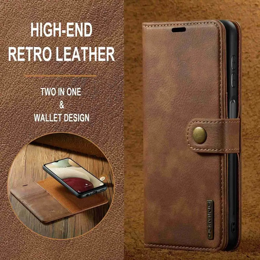 Detachable Magnetic Leather Wallet Case with Removable Flip Cover