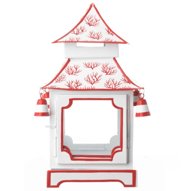 

Red Coral Chinese style Iron Bell Lantern Candlestick