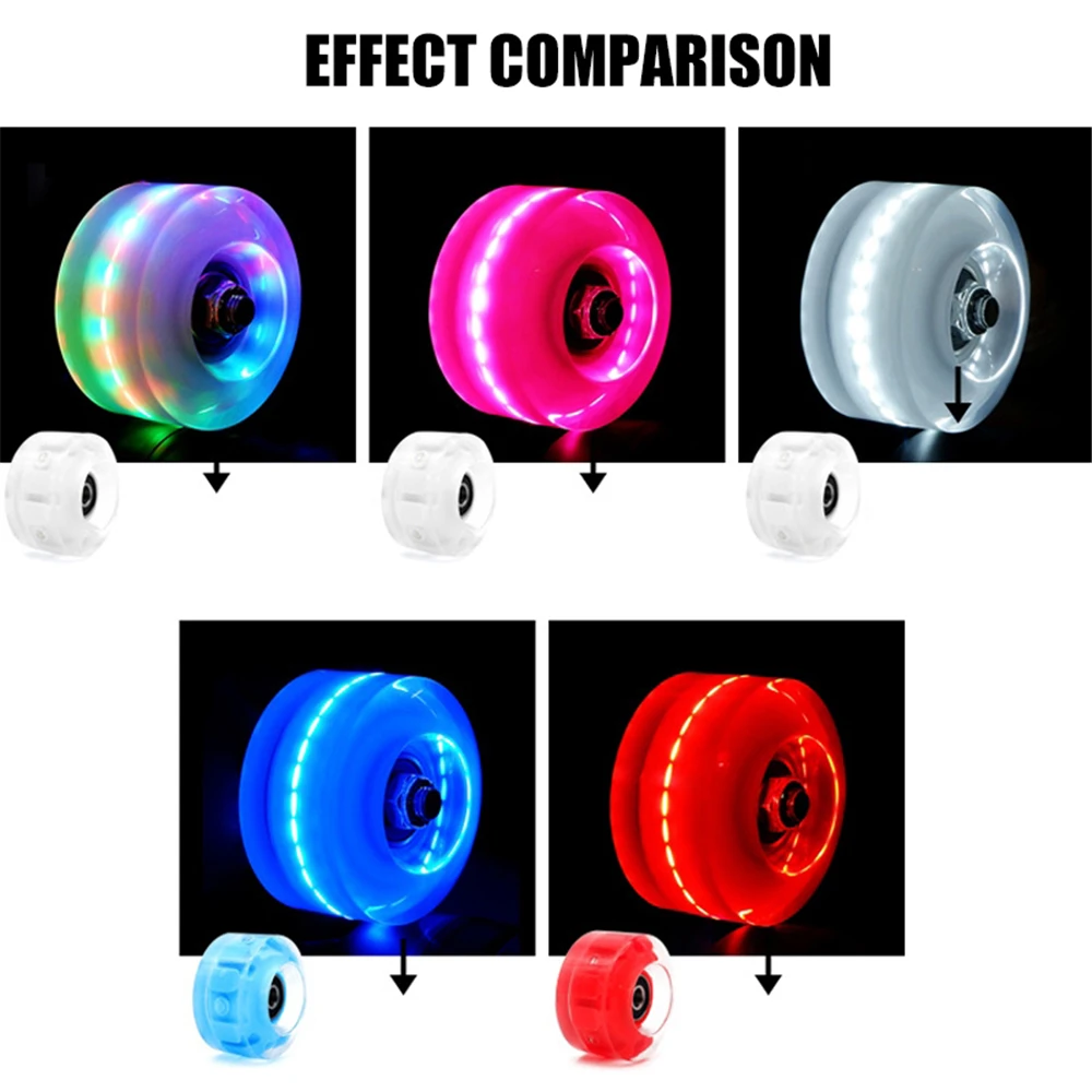 LED Flash Wheel Luminous Light Up Quad Roller Skate Wheels with Bearings Installed Sliding Tires 32mm x 58mm Speed Skate Skating
