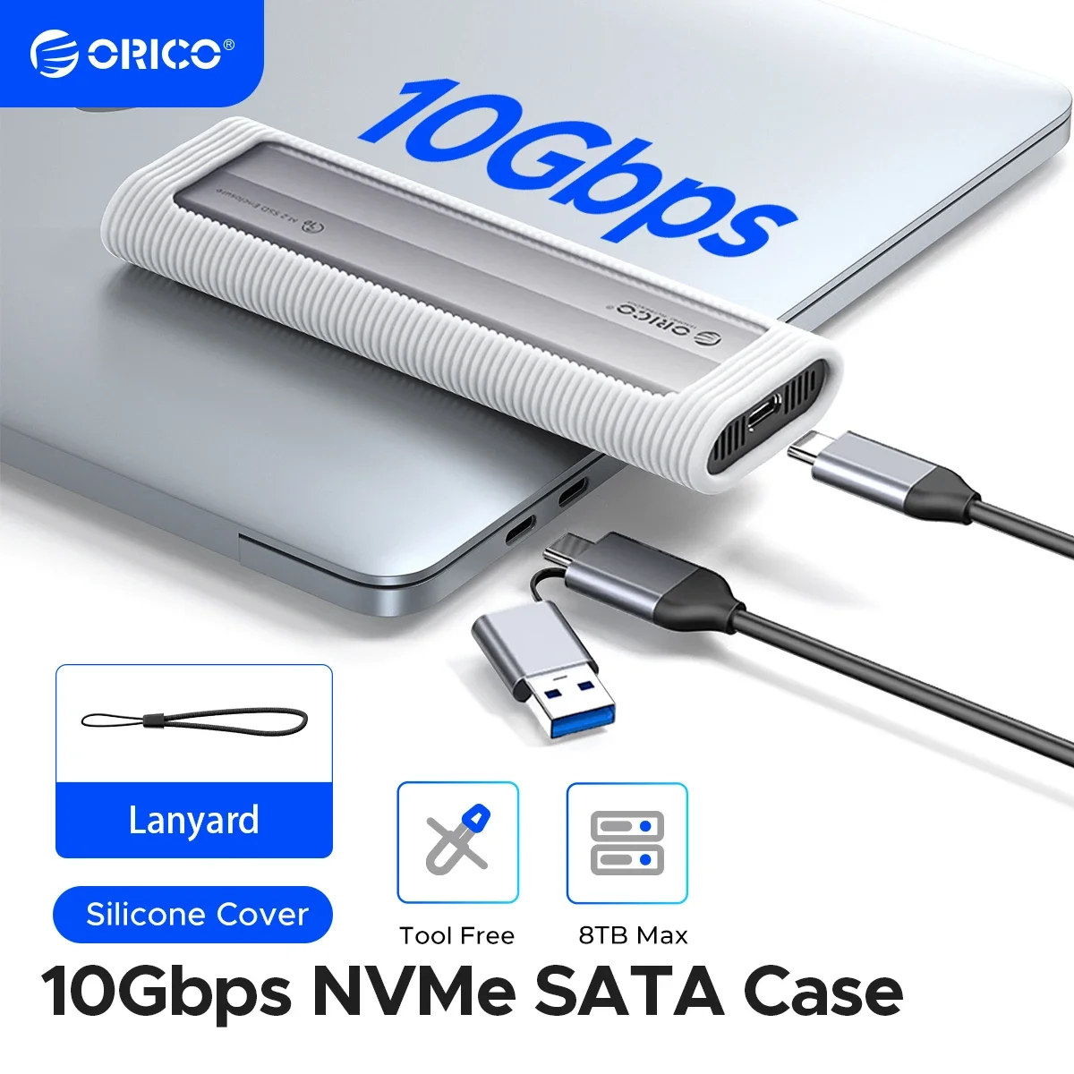 Nvme Sata Ssd Enclosure Tool- Adaptador Externo Usb 10gbps Suporte Uasp para Pcie Nvme e Sata Ssd Orico-m.2