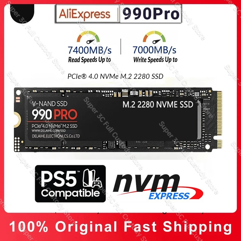 

990 PRO SSD Solid State Drive 4TB 2TB 1TB M.2 2280 SSD PCIe4.0 NVMe Gaming Internal Hard Drive 7450MB/S for PS5 Laptop Desktop