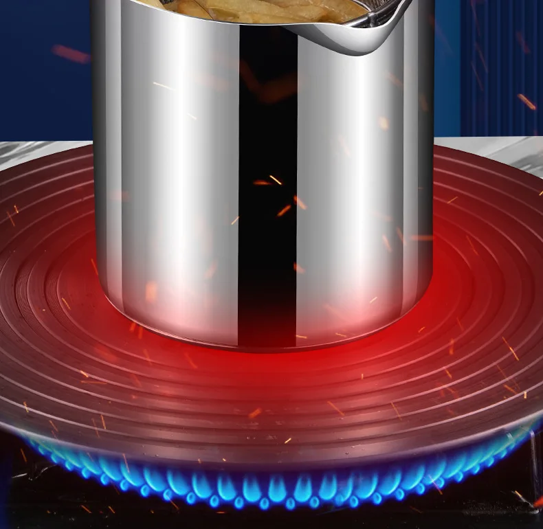 New Deep Fryer 304 Stainless Steel Fryer With Frying Basket Auxiliary Food Pot To Deepen Japanese Milk Pot For Deep Fryer