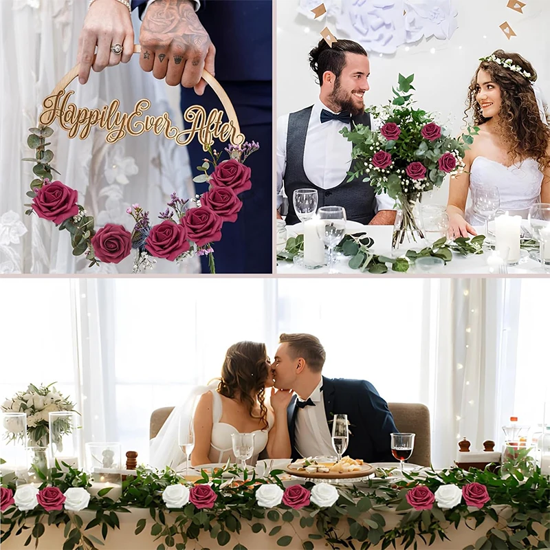 Artificial Rose Flowers 5/10/20Pcs Fake Flowers Foam Rose Bulk W/stem for DIY Wedding Bouquets Center Ornaments Party Home Decor