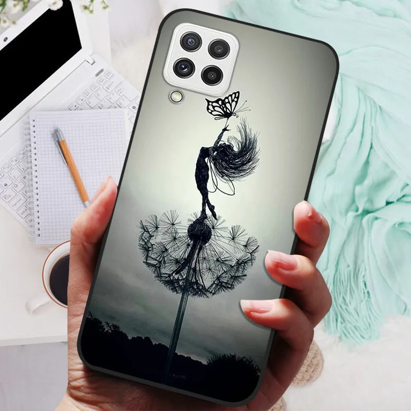 Black Silicone Soft Case with Lion and Wolf Design - Protective Shell for Samsung Galaxy A22/A22s 5G