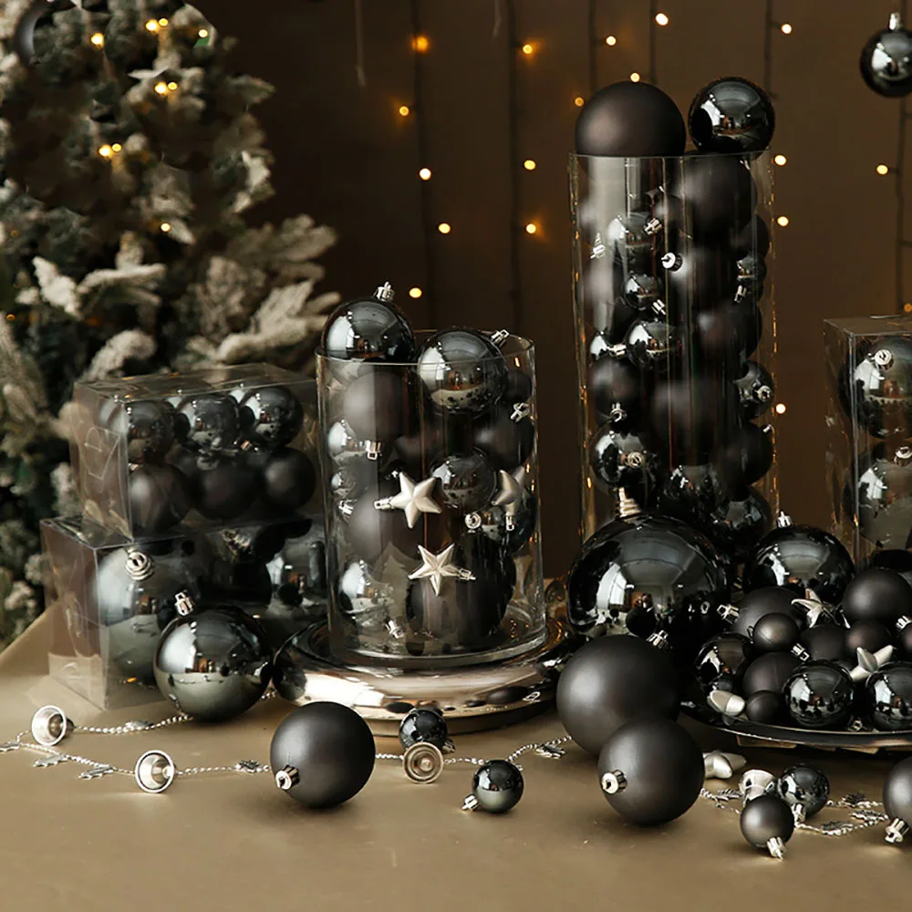 4-15cm Christmas Ball Decoration Black Environmental Protection