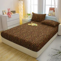 1 Simple Modern Leopard Print Printed Matte Fitted Sheet, Bedroom Printed Bed Cover, Bedding (Excluding Pillowcases) 2