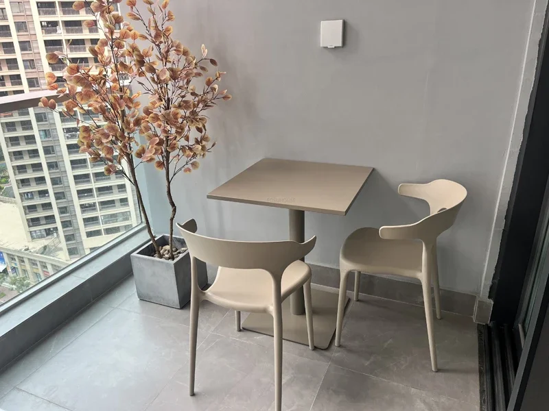 Description Picture 5 of itemNordic Leisure Garden Furniture Sets Outdoor Patio Balcony Table and Chair Waterproof Sunscreen Stackable Simple Plastic Chair L