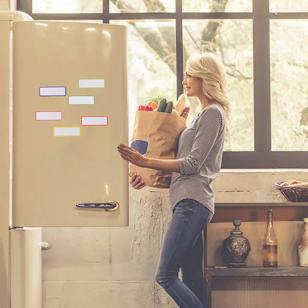 54Pcs 자기 라벨 건식 지우기 가능 재사용 가능한 유연한 스티커 냉장고 화이트보드 메시지 보드 업무 정리용