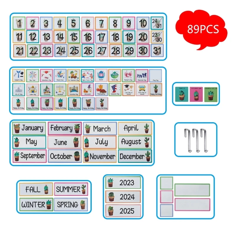 

D63H 20.07x23.62In Calendar Pocket Chart for Kid Calendar Learning