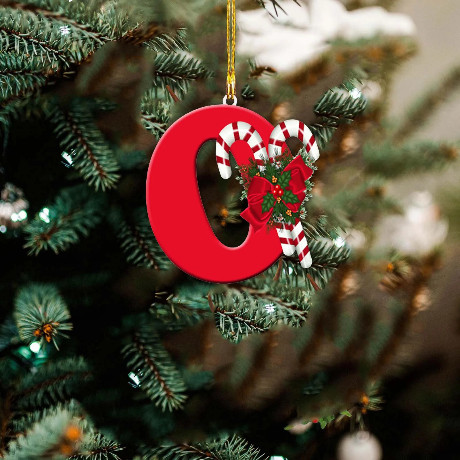 Árbol de Navidad acrílico con palabras para colgar en la habitación, nuevo colgante navideño con 26 letras, adorno para árbol de Navidad