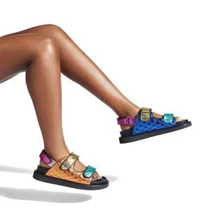 KG Colorful Thick Bottom Beach Sandals New Round Toe Classic Style Sandals Large Size Colorful Platform Summer Sandal Women