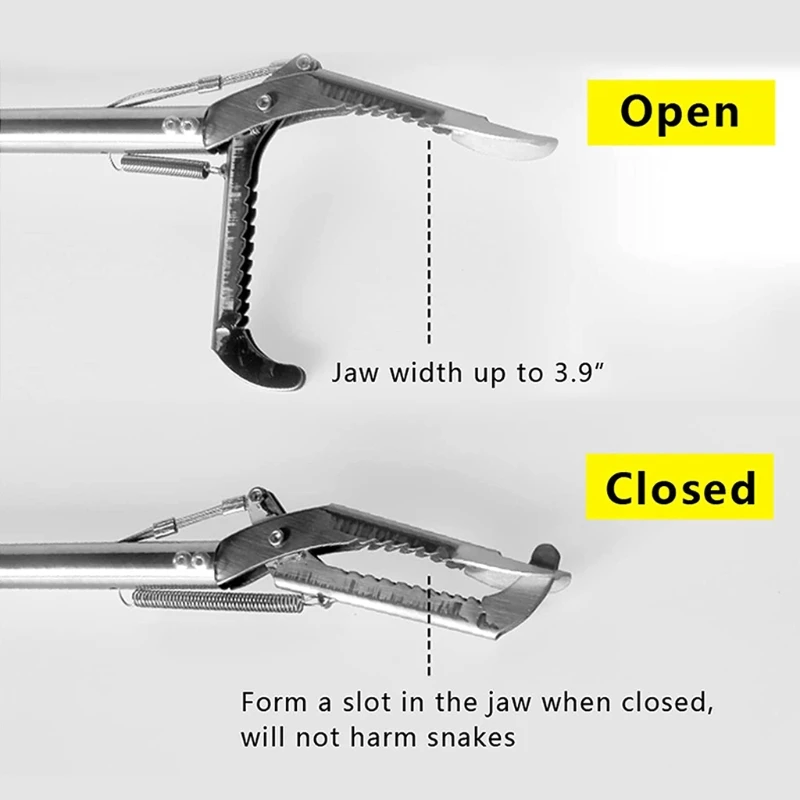 Snake Tongs Catcher Y5GB Snake Tongs Reptile Catcher Stainless Steel Wide Jaw Pick-up Handling Tool Multiple Size with Self-Lock Function 3 Size
