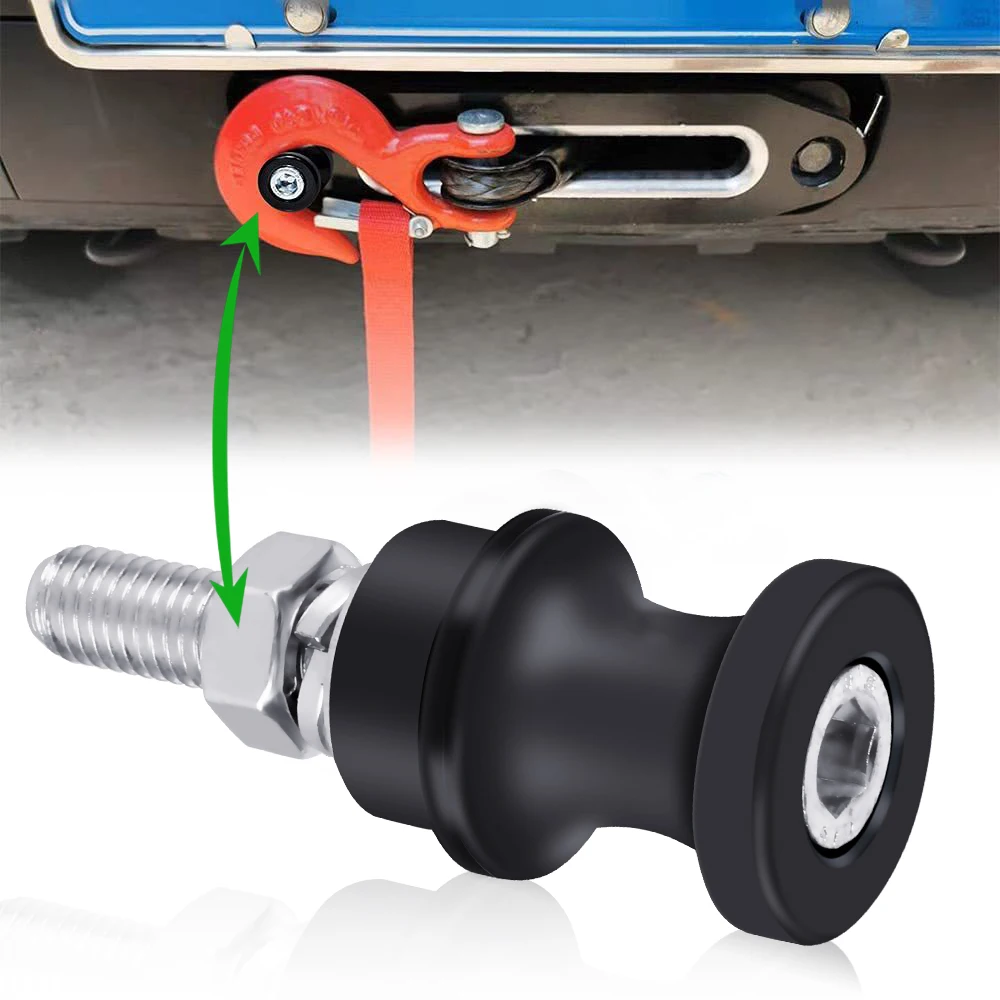 Black Car Winch Rope Hook Stand Steel For 3/8 1/2 Clevis Slip Aluminum Alloy 10" Bolt Mount Half-Linked Winch Hook car winch hook