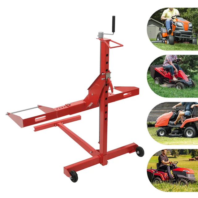 37.8x53x51in Hydraulic Cylinder Lift Jack Lawn Mower Lift Tool with 2 Wheels Adjustable Lawn Tractor for Maintenance and Repair 3 37.8x53x51in Hydraulic Cylinder Lift Jack Lawn Mower Lift Tool with 2 Wheels Adjustable Lawn Tractor for Maintenance and Repair 3