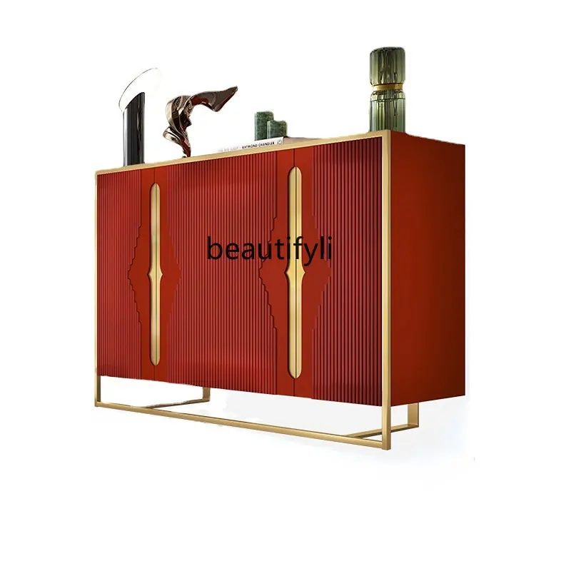 

yj Modern Light Luxury Entrance Cabinet Storage Sideboard Cabinet Red Decorative Creative Master Bedroom TV Stand