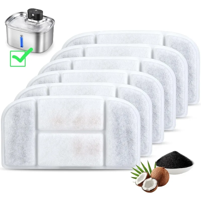 6PCS Activated Carbon Filter Replaced Filters For Automatic Pet Drinking Fountain Filter Kitten Water Fountain Pet Filter