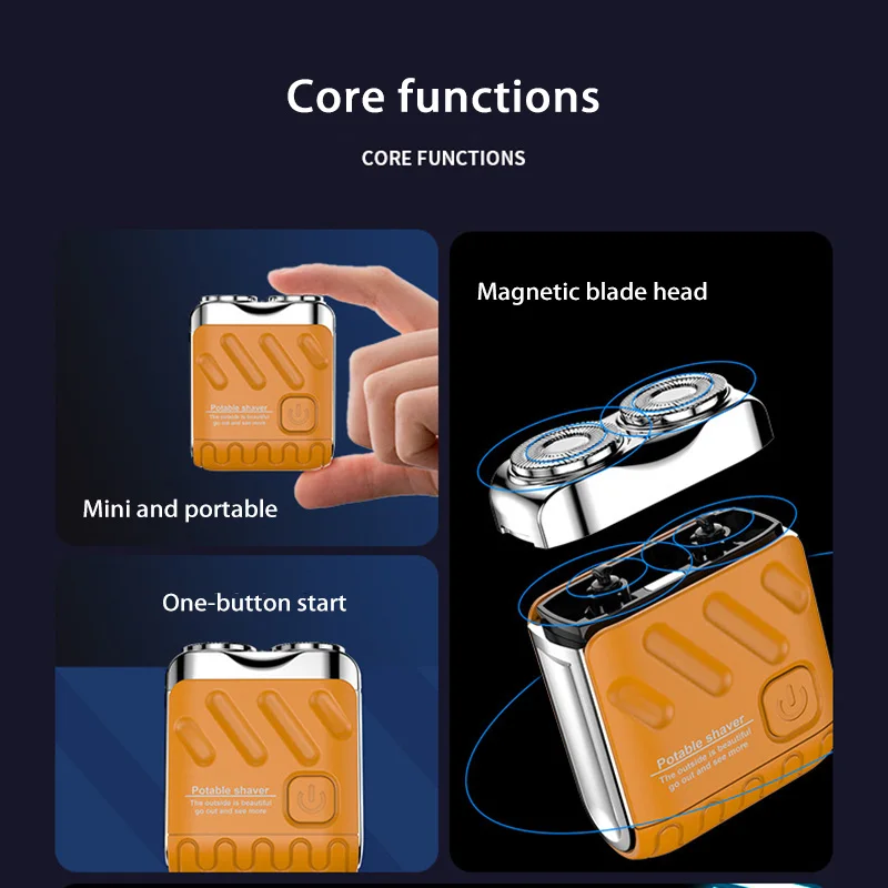 Electric Shaver Men Waterproof Type-C Rechargeable Mini Travel Rotary