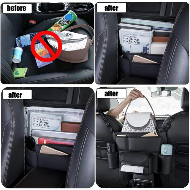 Tasca portaoggetti per auto in pelle borsa portaoggetti per sedile centrale  Organizer per auto e accessori per auto di stoccaggio forniture - AliExpress