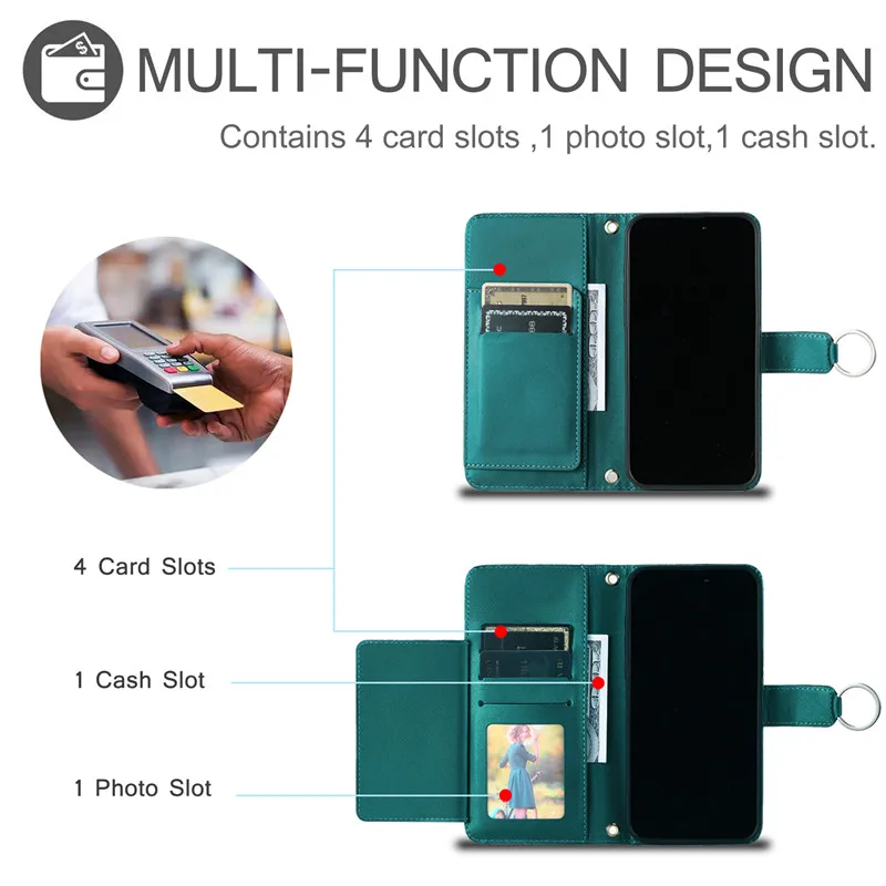 Elegant Leather Flip Wallet Crossbody Phone Case
