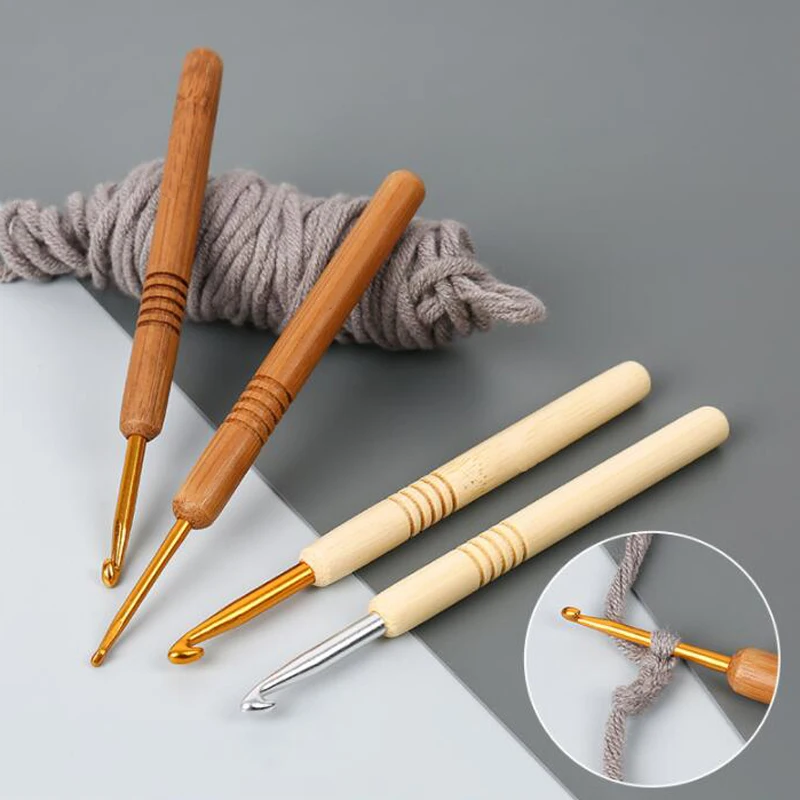 Single head crochet set, handmade DIY weaving tool, carbonized bamboo handle, aluminum head crochet sweater